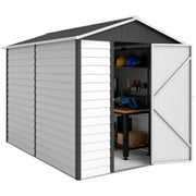 9' x 6' Garden Shed - Dark Grey Galvanized Steel Metal-Patio & Garden > Lawn & Garden > Sheds-DECOROLALA