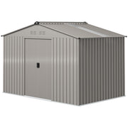 9' x 6' Metal Garden Storage Shed with Foundation - Grey-Patio & Garden > Lawn & Garden > Sheds-DECOROLALA