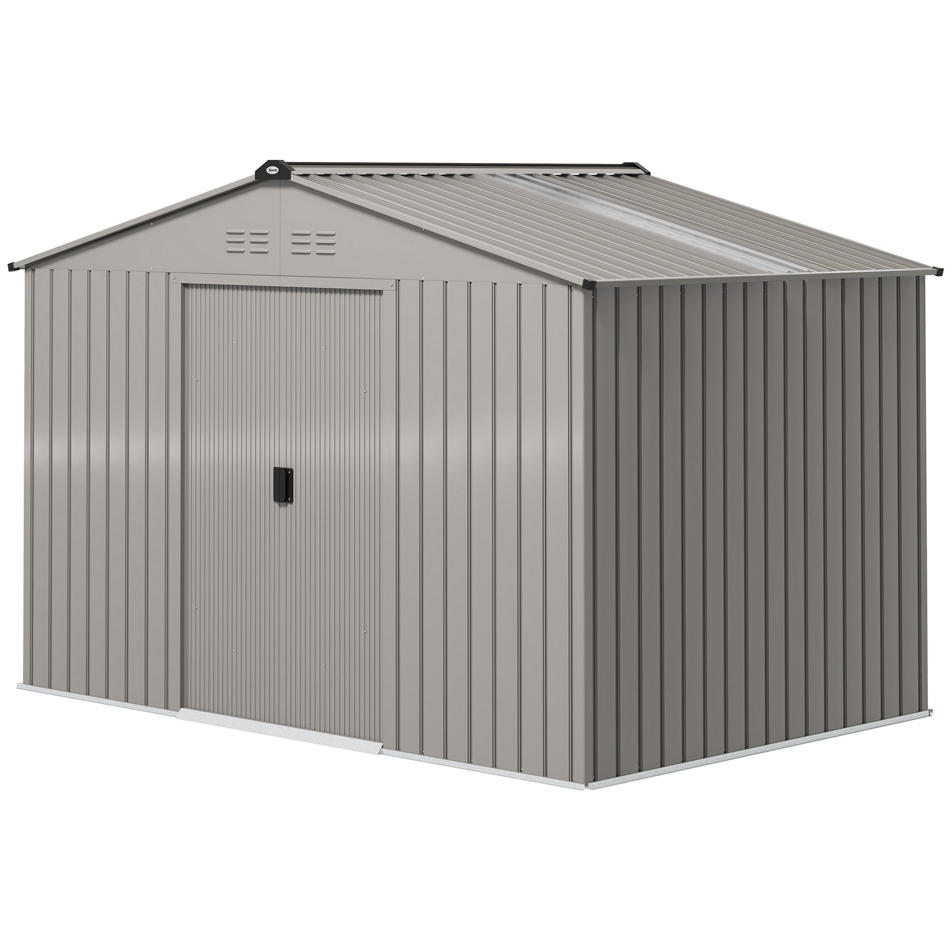 9' x 6' Metal Garden Storage Shed with Foundation - Grey-Patio & Garden > Lawn & Garden > Sheds-DECOROLALA