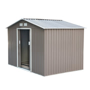 9' x 6.4' Metal Garden Storage Shed with Floor - Grey-Patio & Garden > Lawn & Garden > Sheds-DECOROLALA