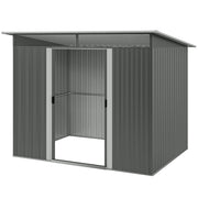 9' x 6.5' Metal Garden Storage Shed - Dark Grey-Patio & Garden > Lawn & Garden > Sheds-DECOROLALA