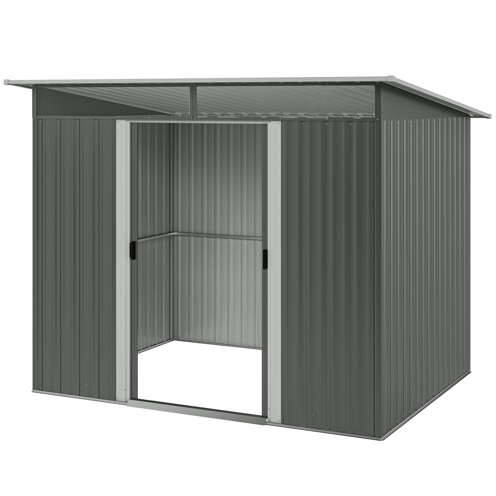 9' x 6.5' Metal Garden Storage Shed - Dark Grey-Patio & Garden > Lawn & Garden > Sheds-DECOROLALA