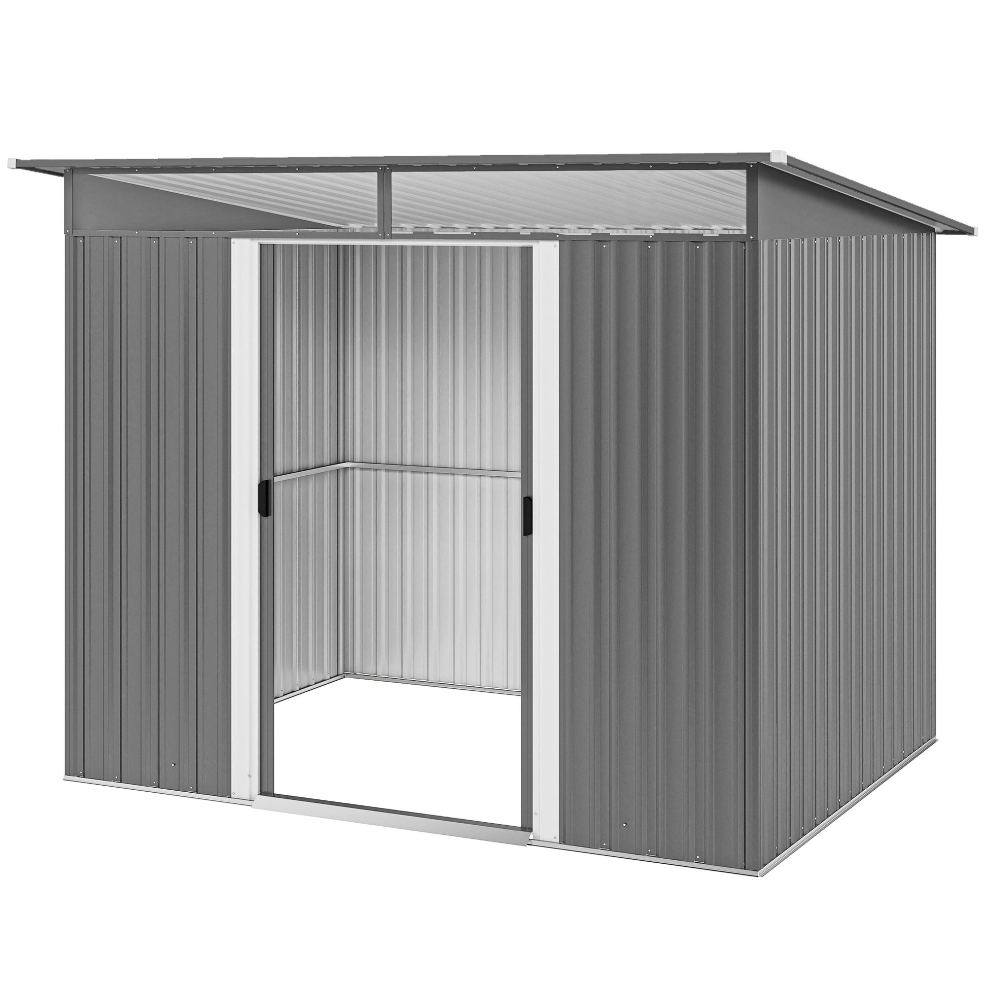9' x 6.5' Outdoor Metal Garden Shed - Light Grey-Patio & Garden > Lawn & Garden > Sheds-DECOROLALA