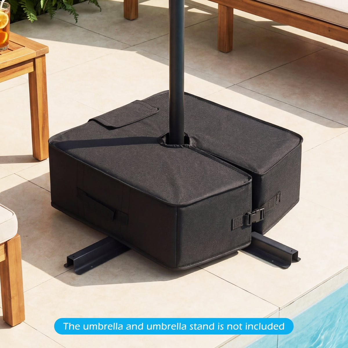 90 LBS Sand-fillable Umbrella Base Weight-Black-Outdoor Umbrella Bases-DECOROLALA