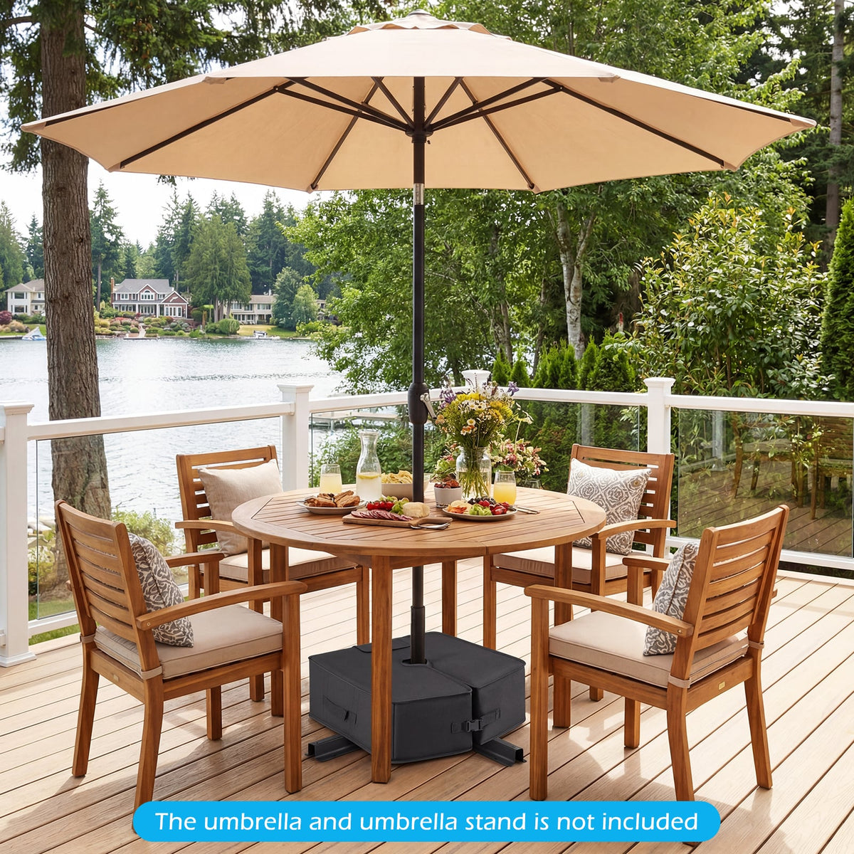 90 LBS Sand-fillable Umbrella Base Weight-Black-Outdoor Umbrella Bases-DECOROLALA