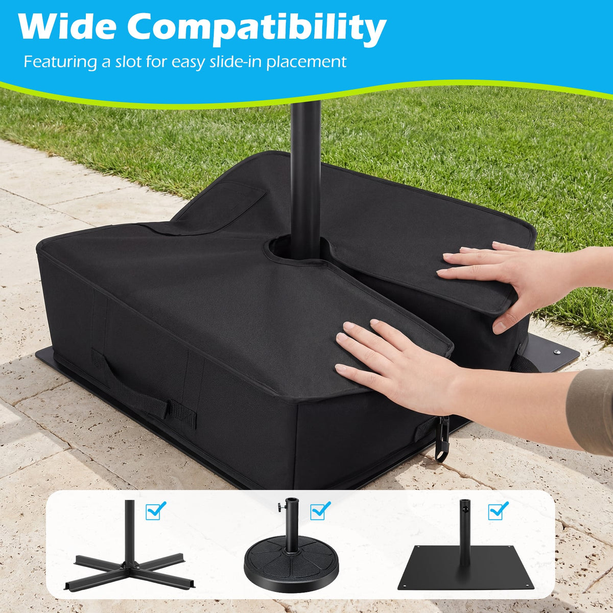90 LBS Sand-fillable Umbrella Base Weight-Black-Outdoor Umbrella Bases-DECOROLALA