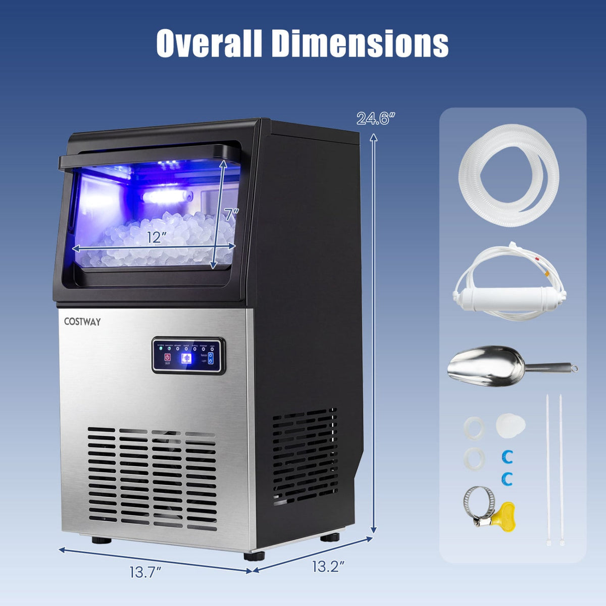 90 LBS/24H Commercial Nugget Ice Maker with Self-Cleaning-Ice Makers-DECOROLALA
