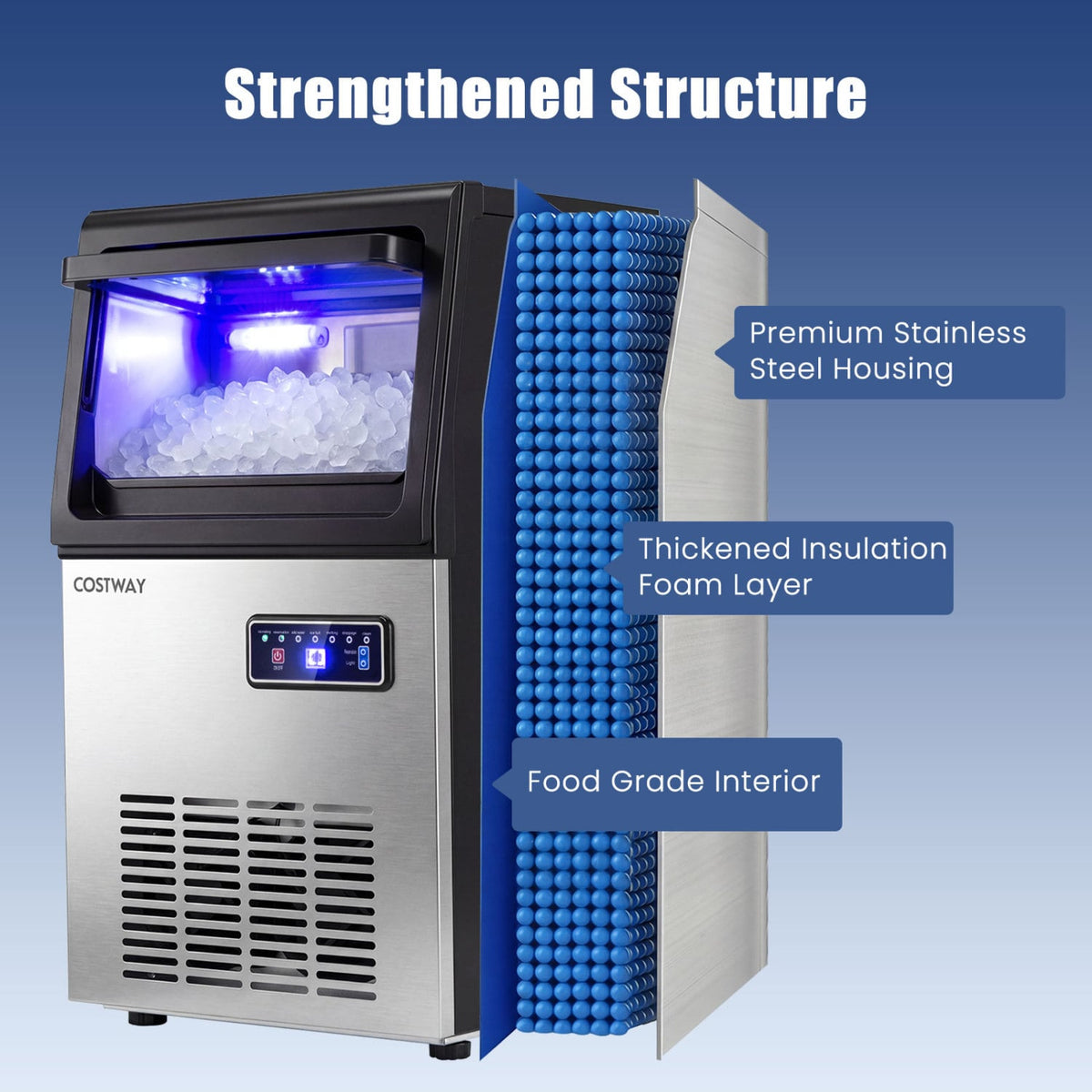 90 LBS/24H Commercial Nugget Ice Maker with Self-Cleaning-Ice Makers-DECOROLALA