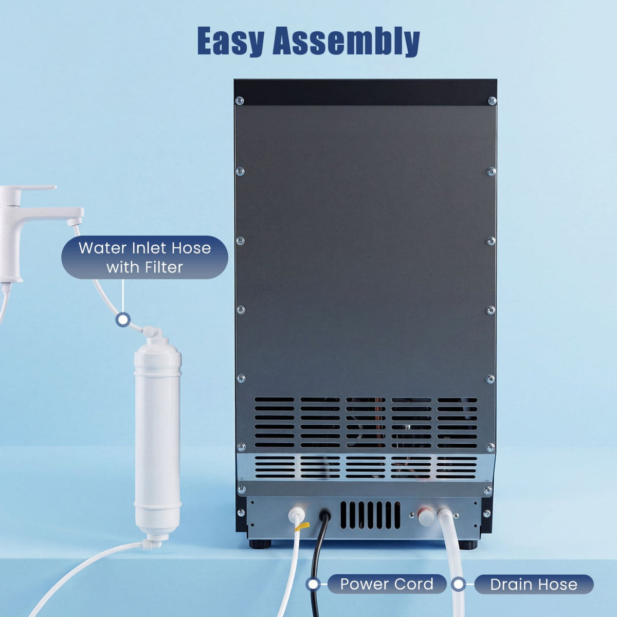 90 LBS/24H Commercial Nugget Ice Maker with Self-Cleaning-Ice Makers-DECOROLALA
