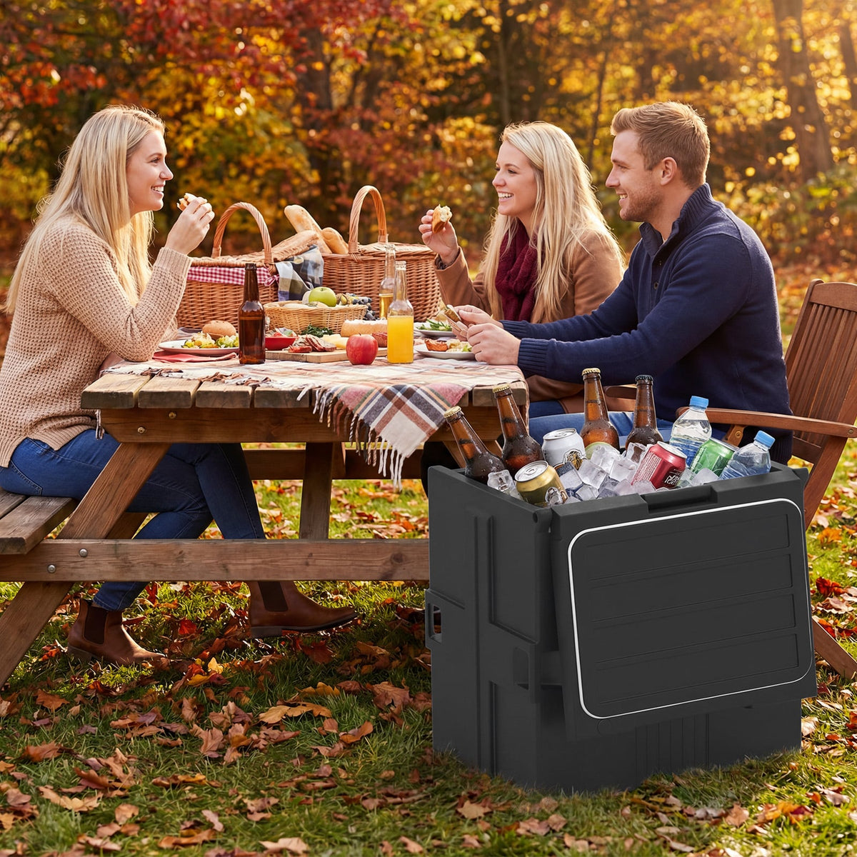 91 Qt Insulated Food Pan Carrier with Door Shafts-Black-Kitchen Appliances-DECOROLALA