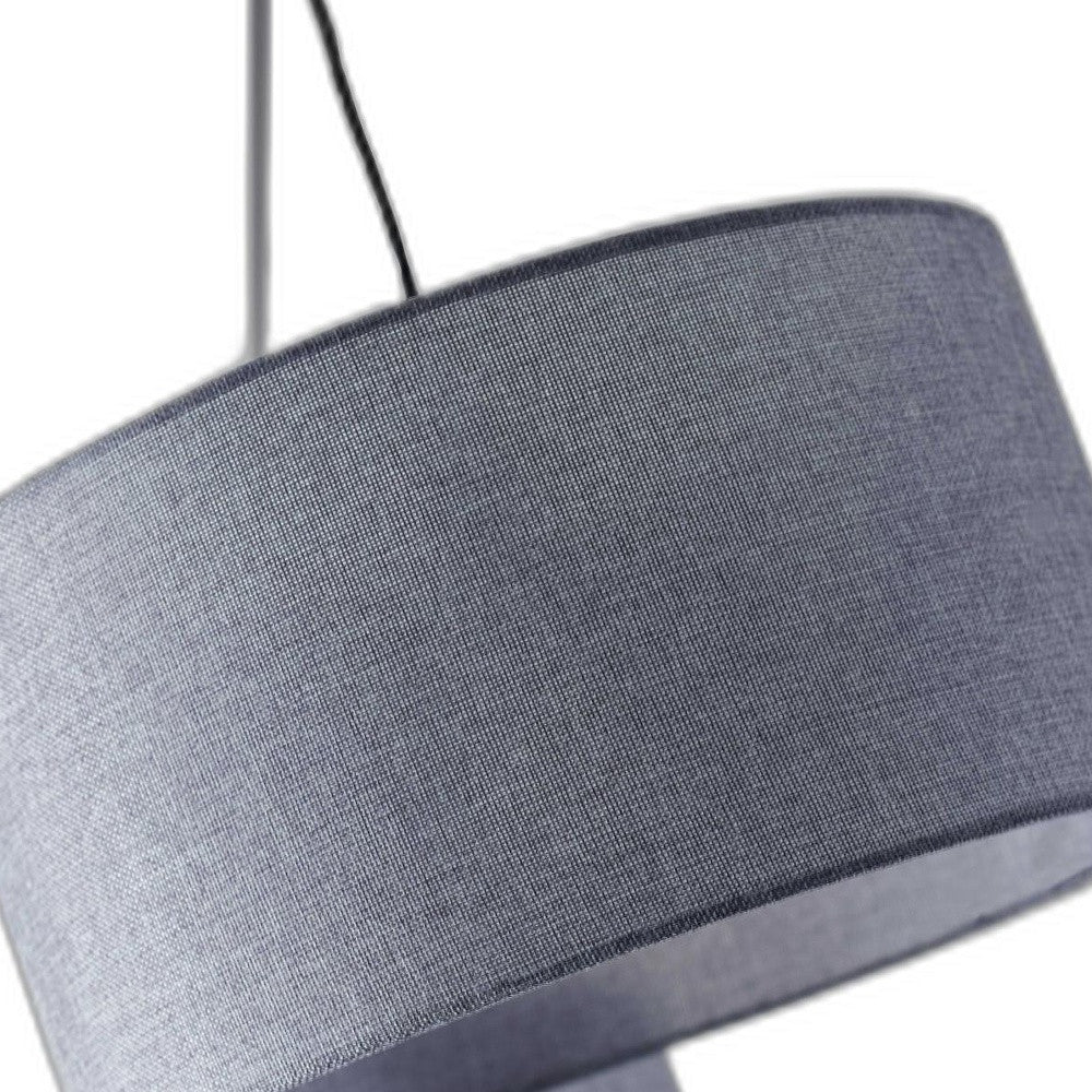 91" Silver Three Light Tree Floor Lamp With Gray Linen Drum Shade-Floor Lamps-DECOROLALA