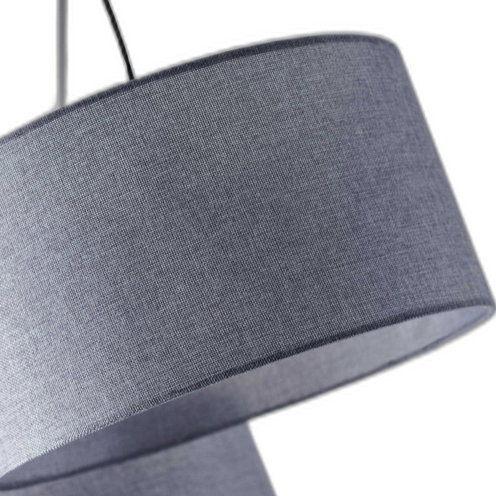 91" Silver Three Light Tree Floor Lamp With Gray Linen Drum Shade-Floor Lamps-DECOROLALA