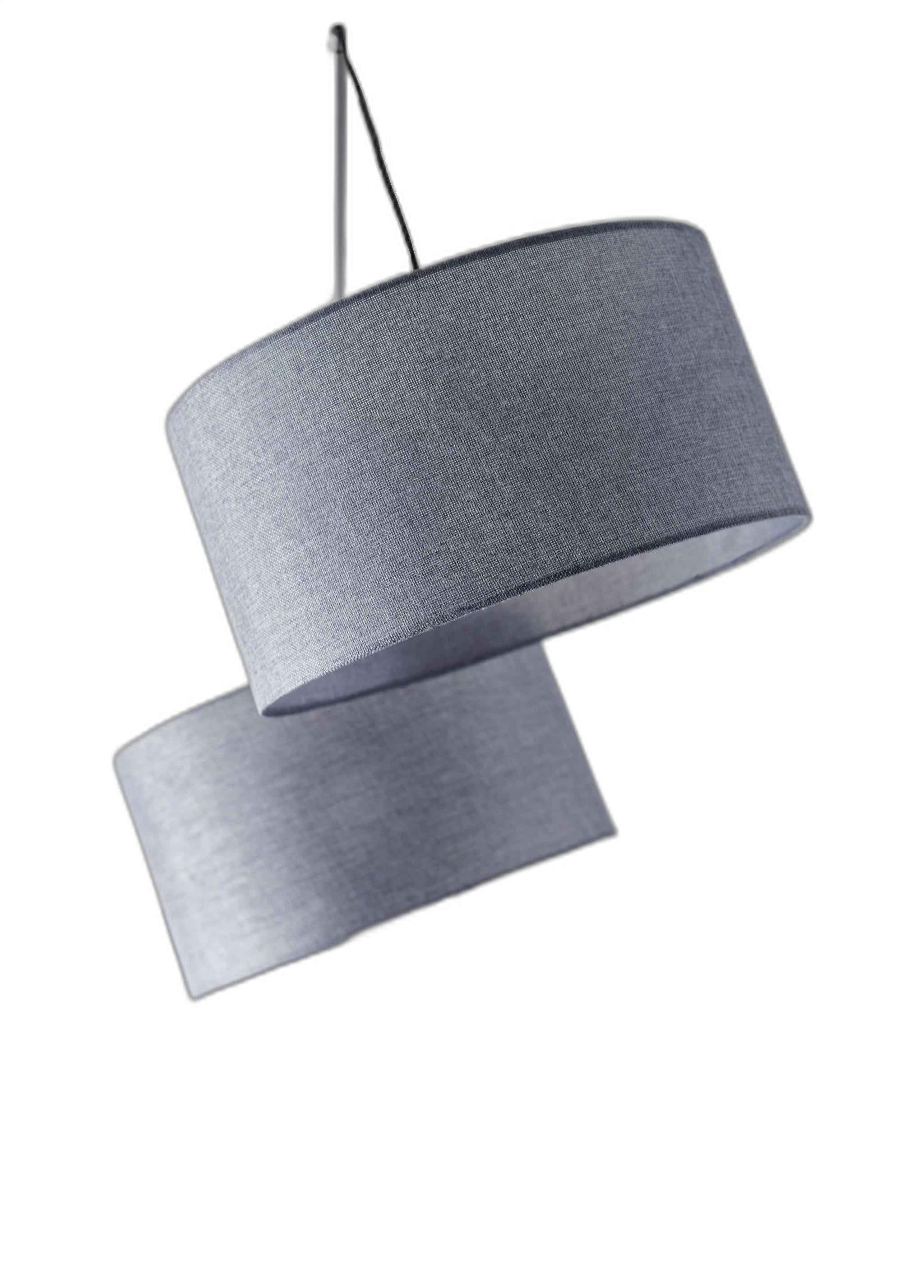 91" Silver Three Light Tree Floor Lamp With Gray Linen Drum Shade-Floor Lamps-DECOROLALA