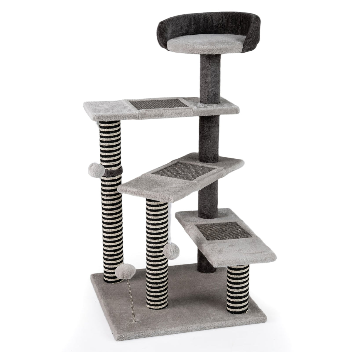 93 CM Tall Cat Tree Kitten Tower with Sisal and Jute Scratching Posts-Gray-Cat Trees & Scratchers-DECOROLALA