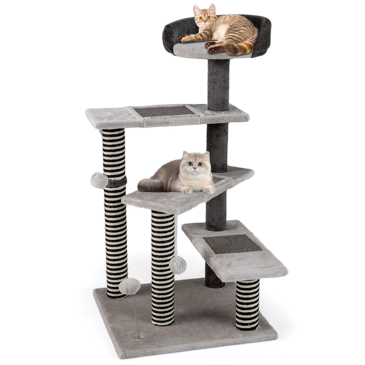 93 CM Tall Cat Tree Kitten Tower with Sisal and Jute Scratching Posts-Gray-Cat Trees & Scratchers-DECOROLALA