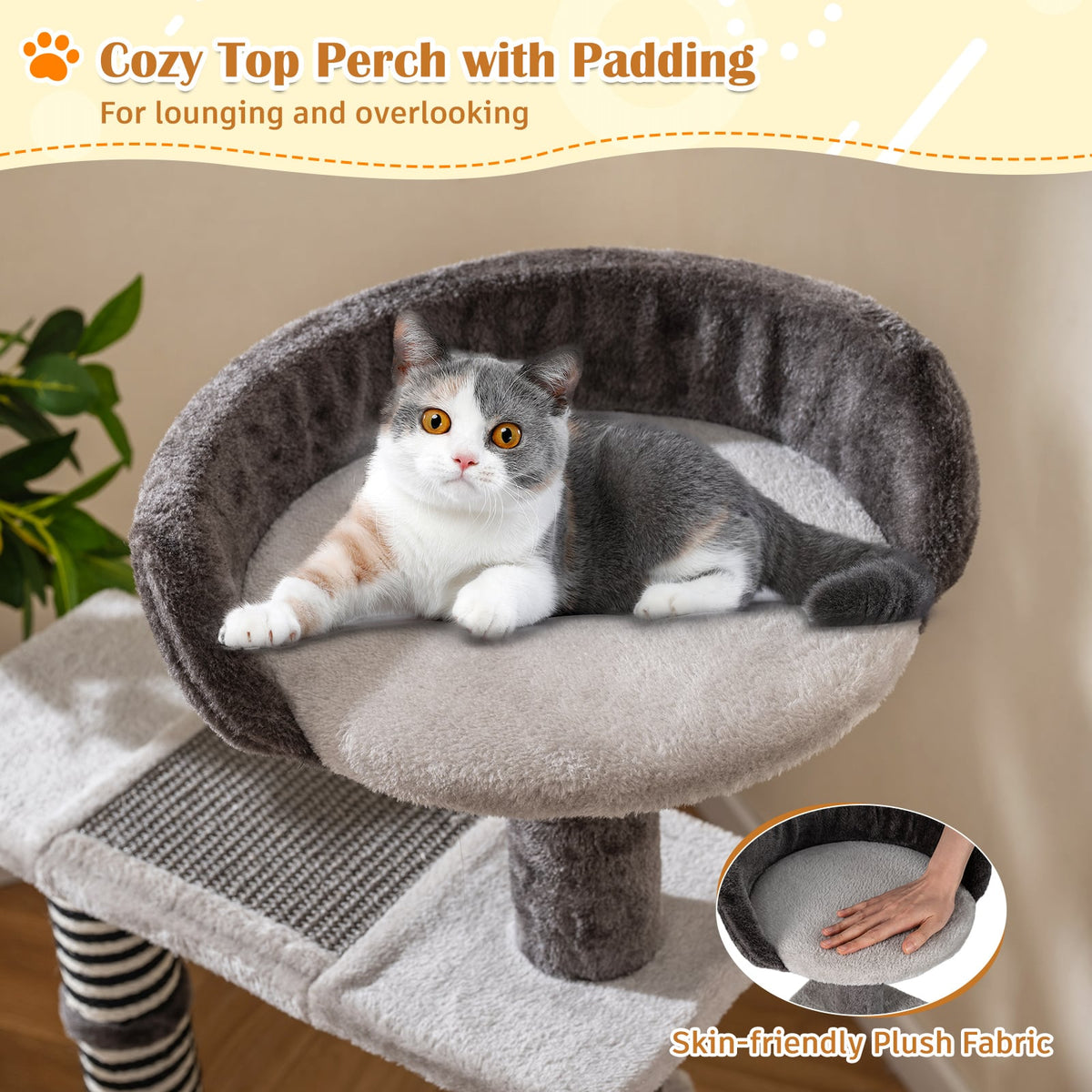 93 CM Tall Cat Tree Kitten Tower with Sisal and Jute Scratching Posts-Gray-Cat Trees & Scratchers-DECOROLALA