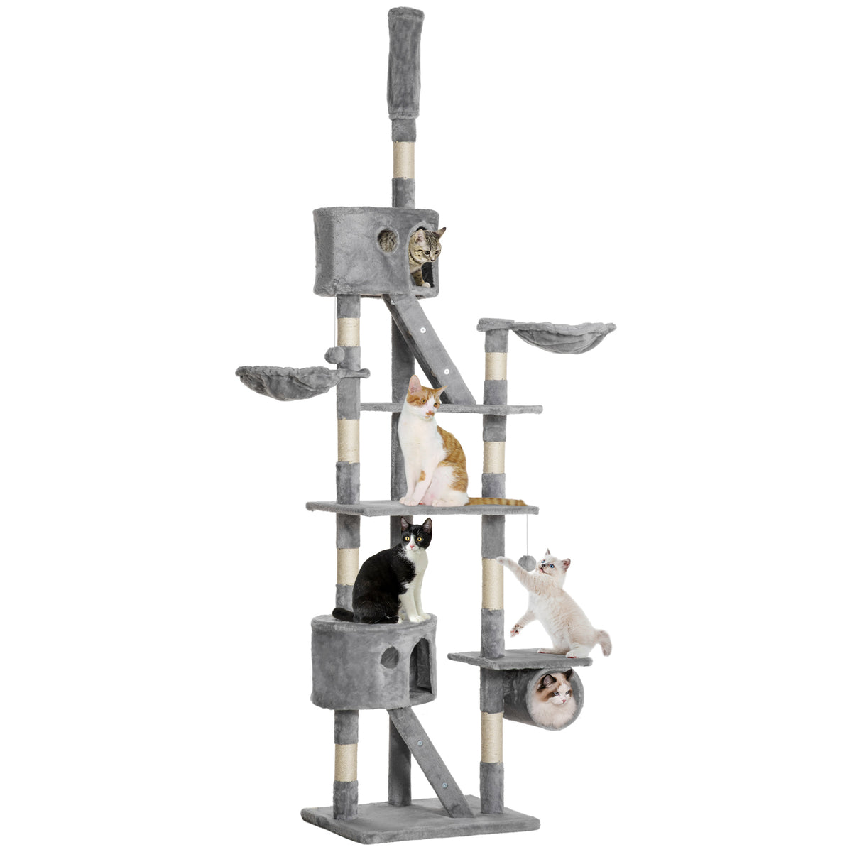 94"-102" Floor to Ceiling Cat Tree - Multi-Level Condo Grey-Cat Supplies-DECOROLALA