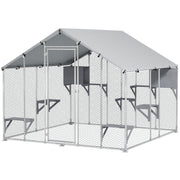 94.5" Metal Outdoor Catio - Silver Large Cat Enclosure-DECOROLALA