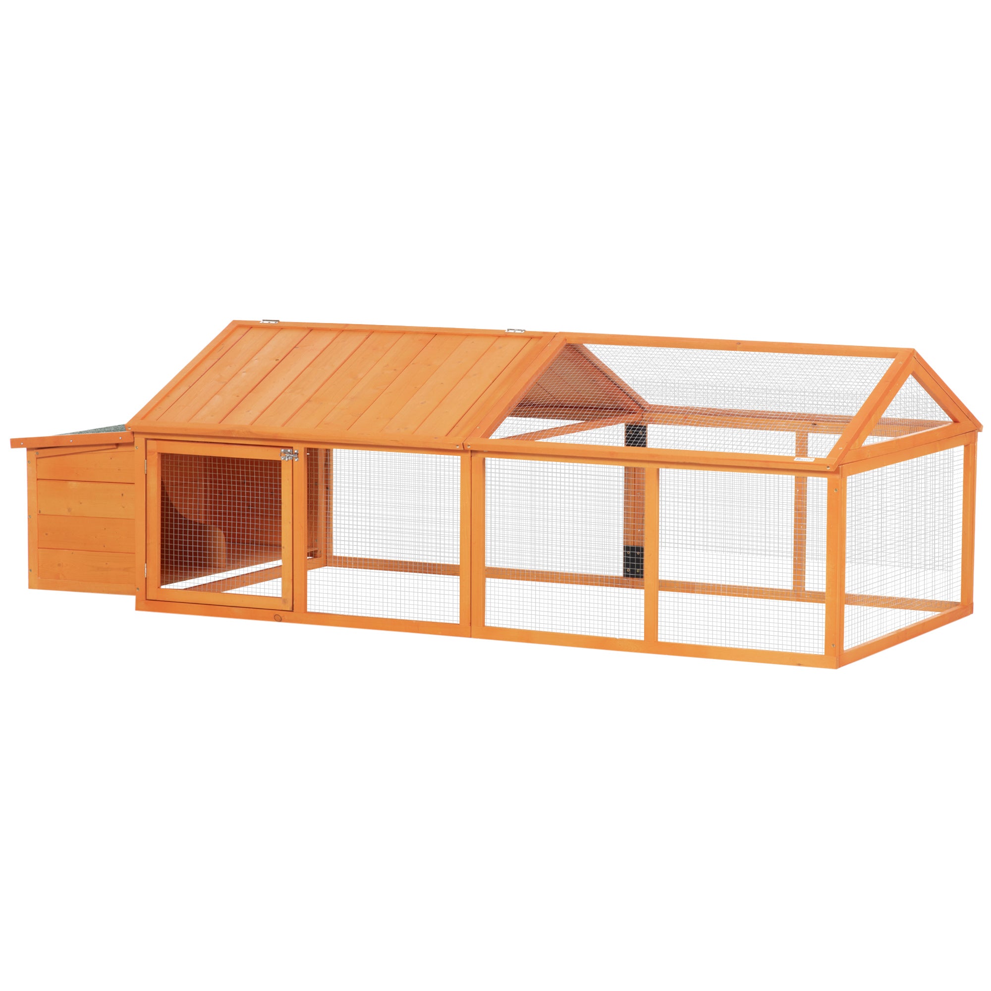 95" Large Wooden Chicken Coop with Nesting Box and Run - Orange-Small Animals-DECOROLALA