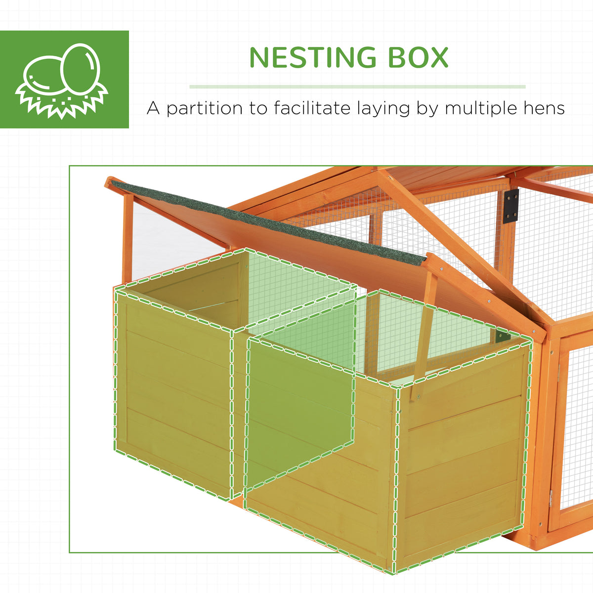 95" Large Wooden Chicken Coop with Nesting Box and Run - Orange-Small Animals-DECOROLALA