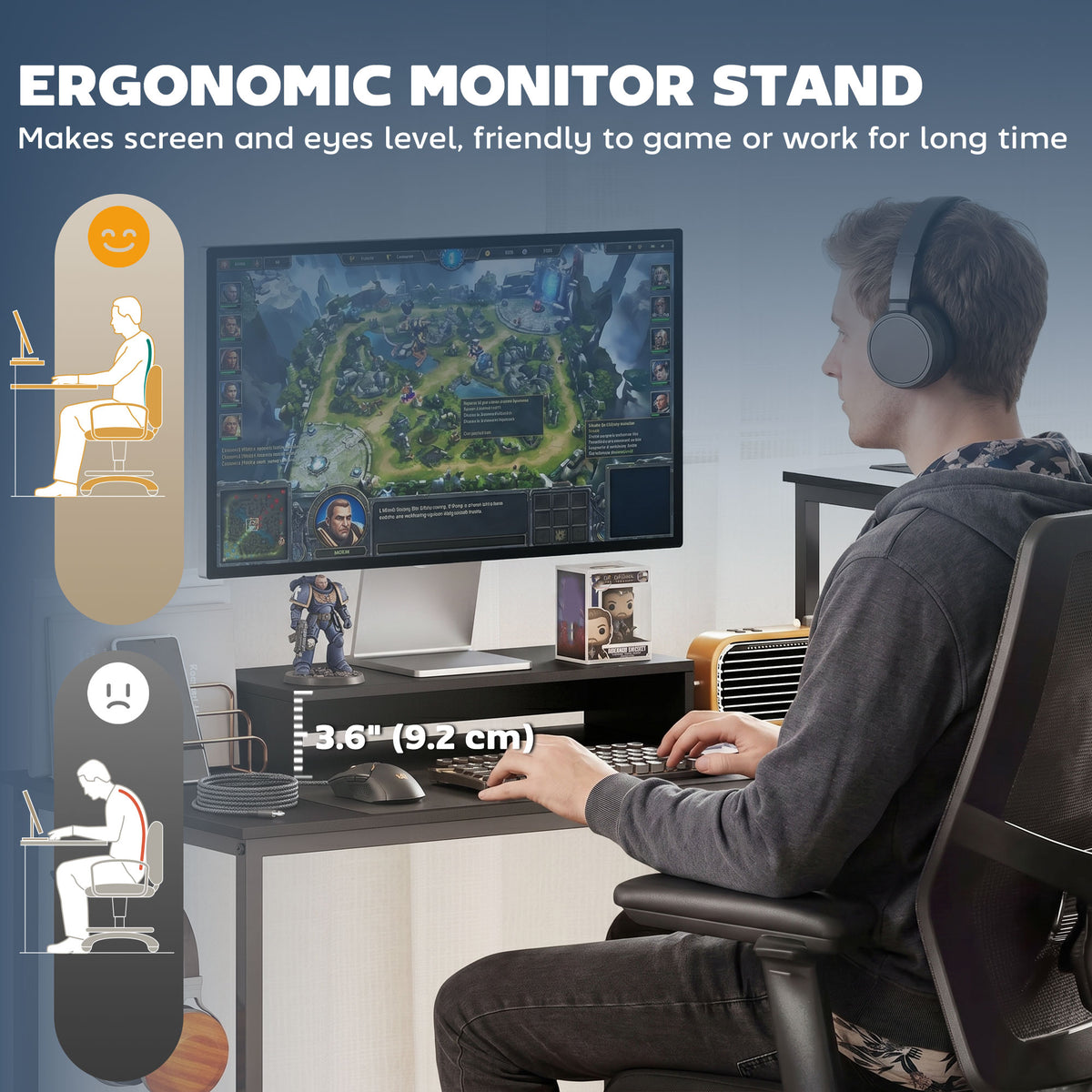 96" 2-Person Gaming Desk with Power Outlets - Black-Office Products > Office Furniture > Office Desks & Work Stations > Gaming Desks-DECOROLALA