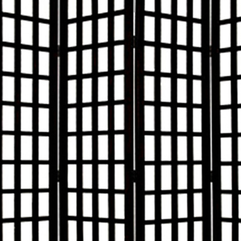 96" Black And White Folding Four Panel Screen Room Divider-Room Dividers-DECOROLALA