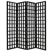 96" Black And White Folding Four Panel Screen Room Divider-Room Dividers-DECOROLALA