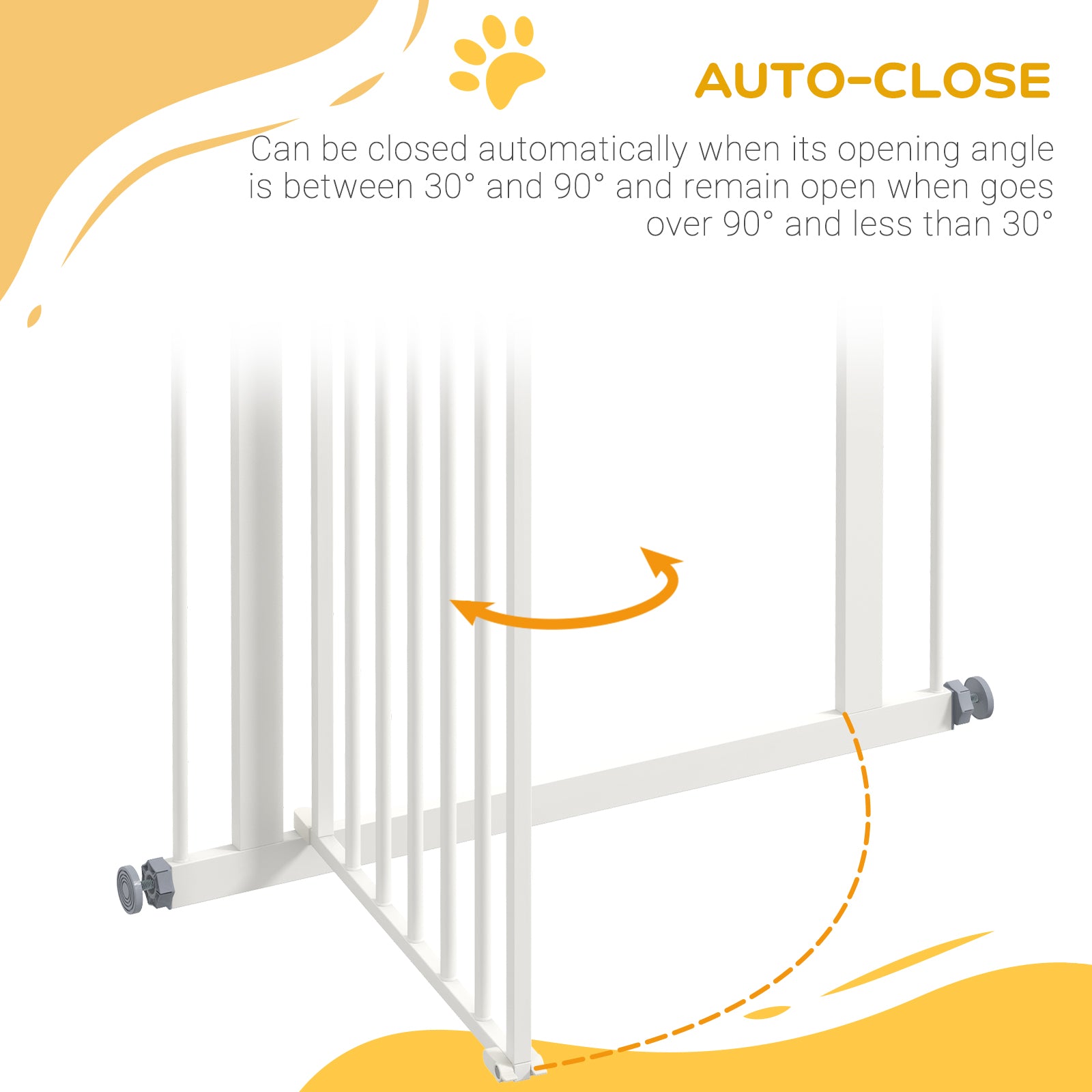 Extra Tall Dog Gate with Door, Pressure Fit, Auto Close, Double Locking for Doorways Hallways Stairs, 29"-32", White