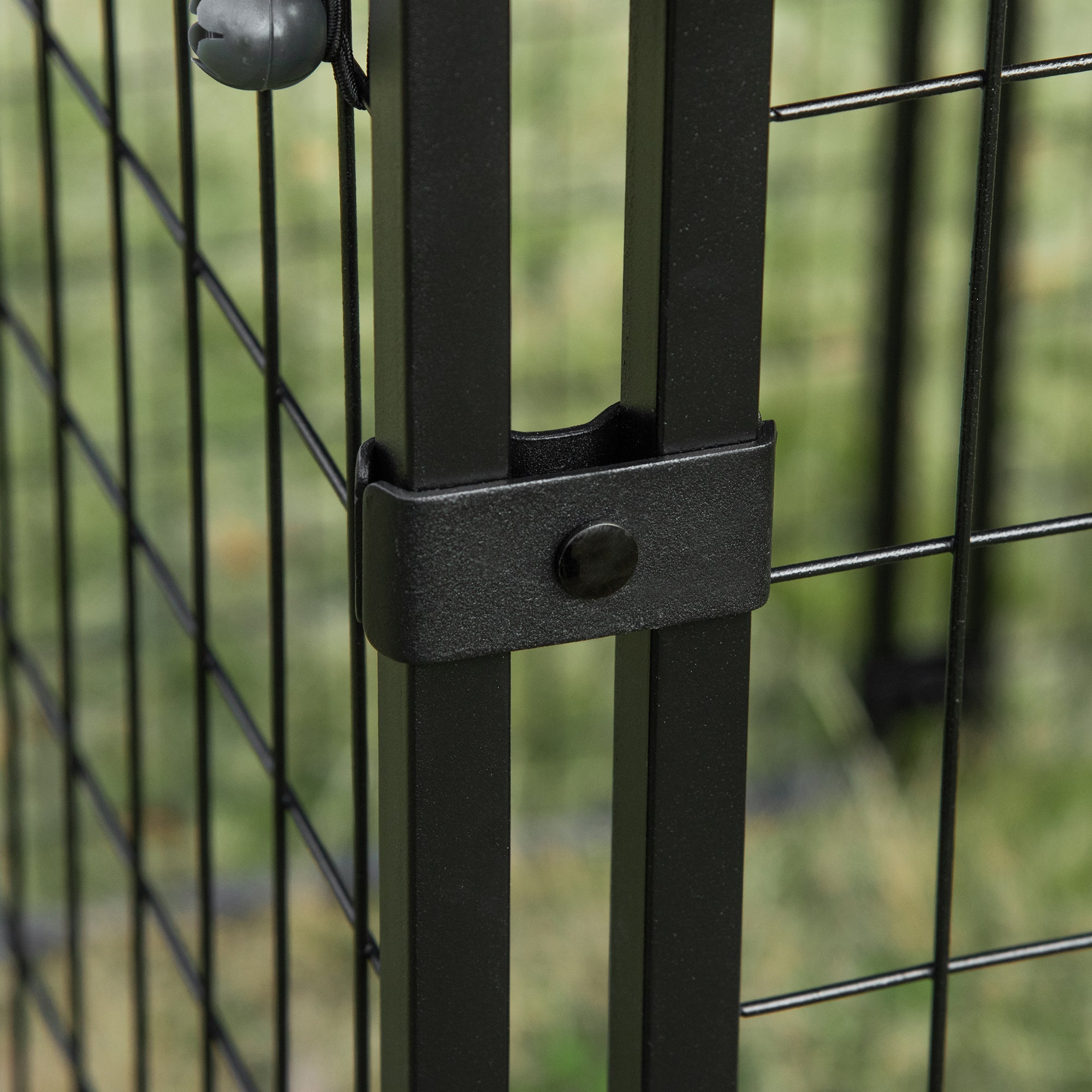 Chenil extérieur pour chien, parc-cage verrouillable pour animal avec couverture supérieure, noir