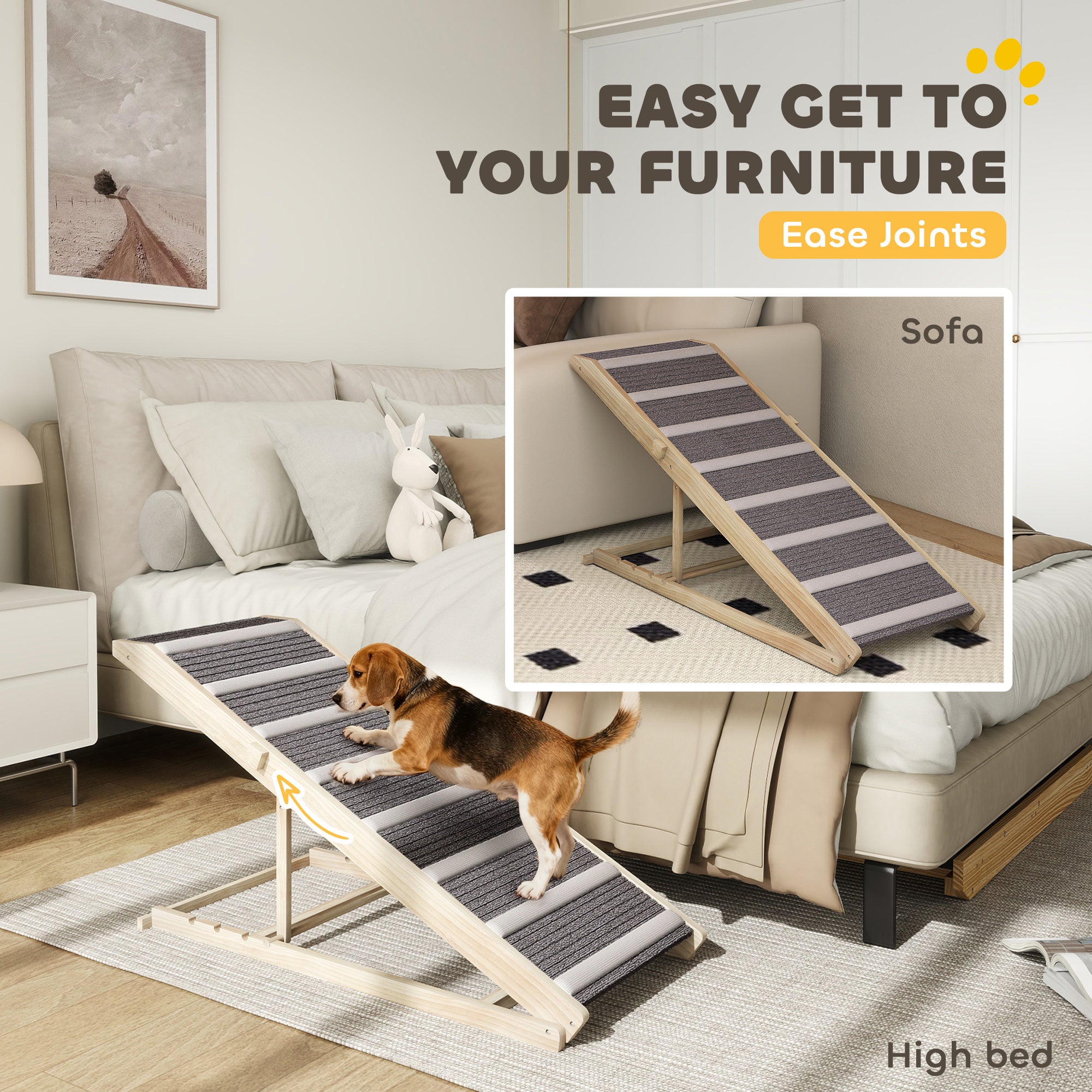 Dog Ramp for Couch, Foldable Pet Ramp for Small to Large Dog, 4 Adjustable Height from16" to 23.5"