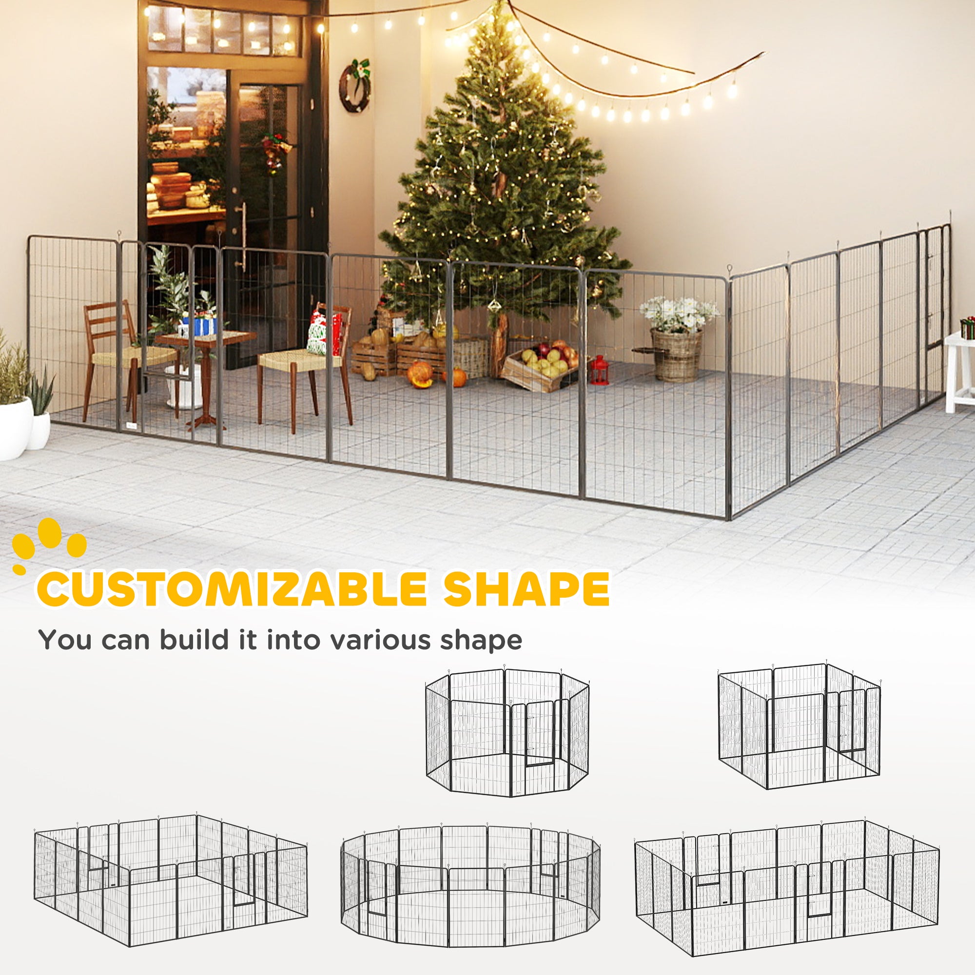 Heavy Duty Pet Playpen, 16 Panels Steel Dog Fence Puppy Exercise Pen with 2 Doors Locking Latch, 47" Height