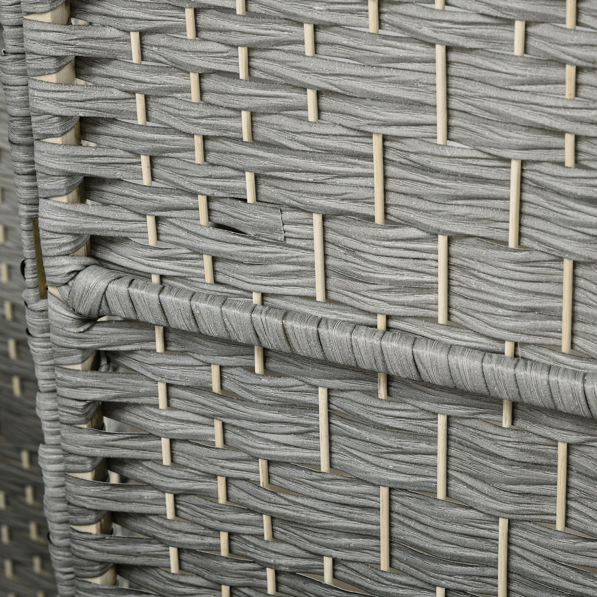 Paravent pliable de 1,83 m de haut, écran de confidentialité portable à 6 panneaux, cloison tressée à la main, gris mélangé
