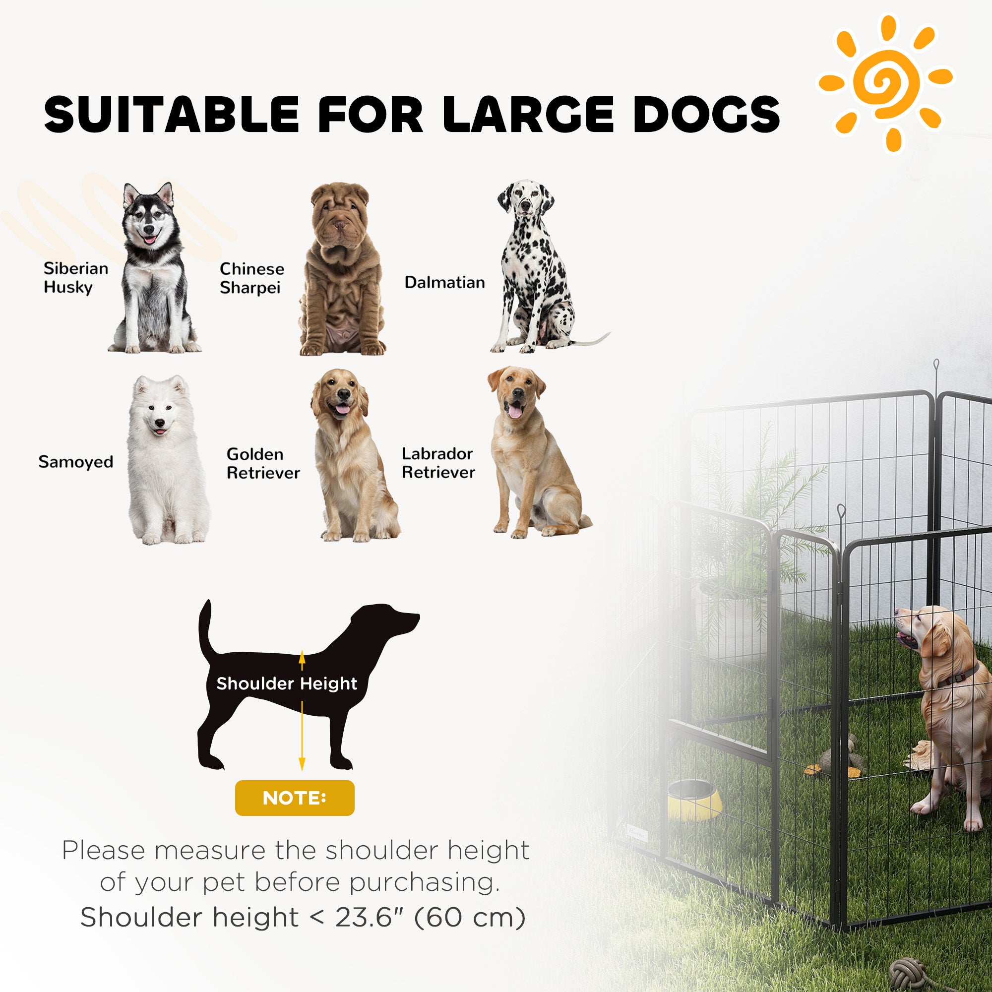 Heavy Duty Dog Playpen with Latch Door 2 Shape Indoor Playpen Dog for Large Dogs, 6 Panels, 39"H