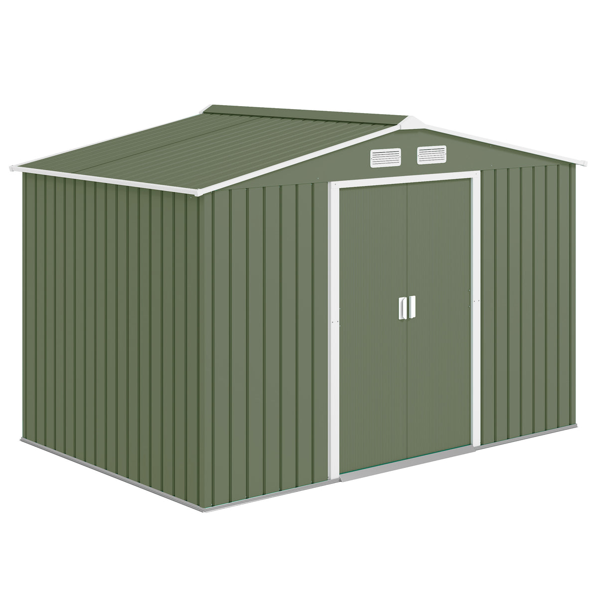 9.1'x6.4' Metal Garden Storage Shed - Light Green-Patio & Garden > Lawn & Garden > Sheds-DECOROLALA