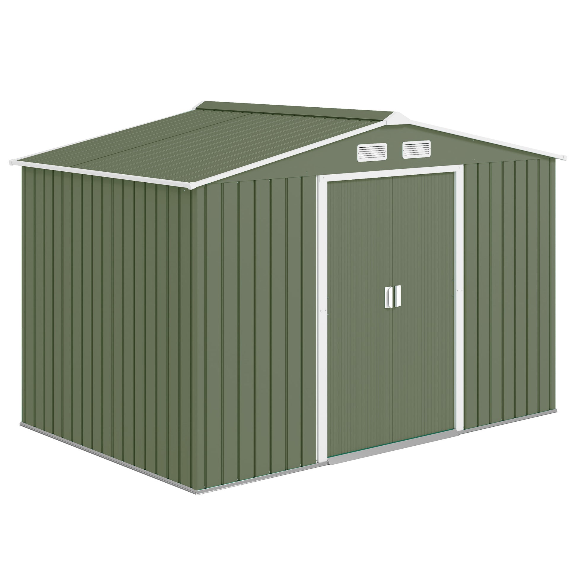 9.1'x6.4' Metal Garden Storage Shed - Light Green-Patio & Garden > Lawn & Garden > Sheds-DECOROLALA