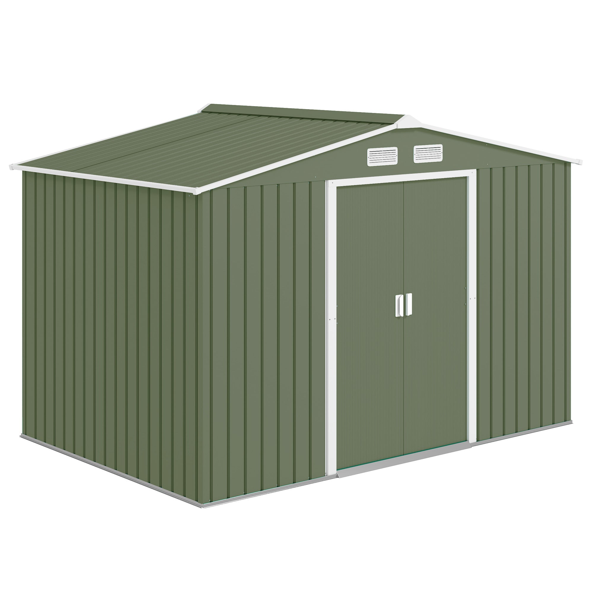 9.1'x6.4' Metal Garden Storage Shed - Light Green-Patio & Garden > Lawn & Garden > Sheds-DECOROLALA