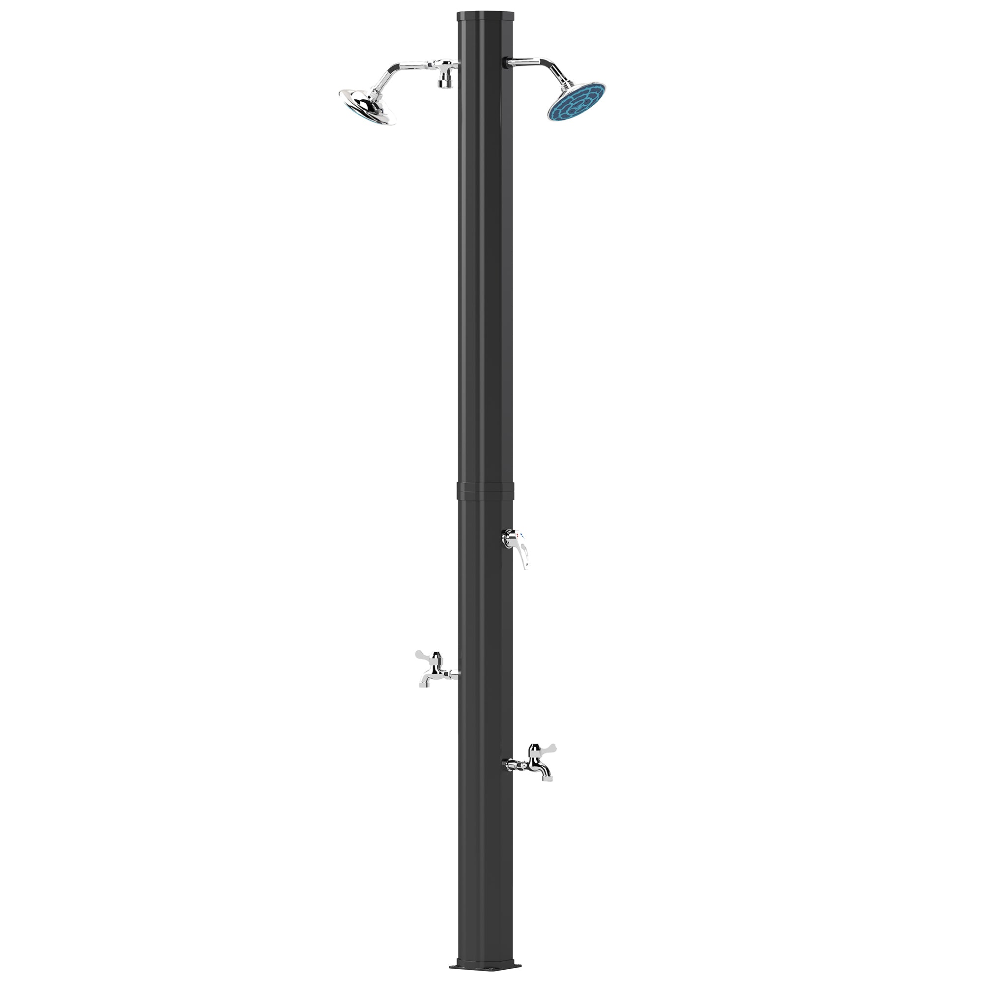 9.2 Gallon Solar Heated Outdoor Shower - 7.1ft Black-DECOROLALA