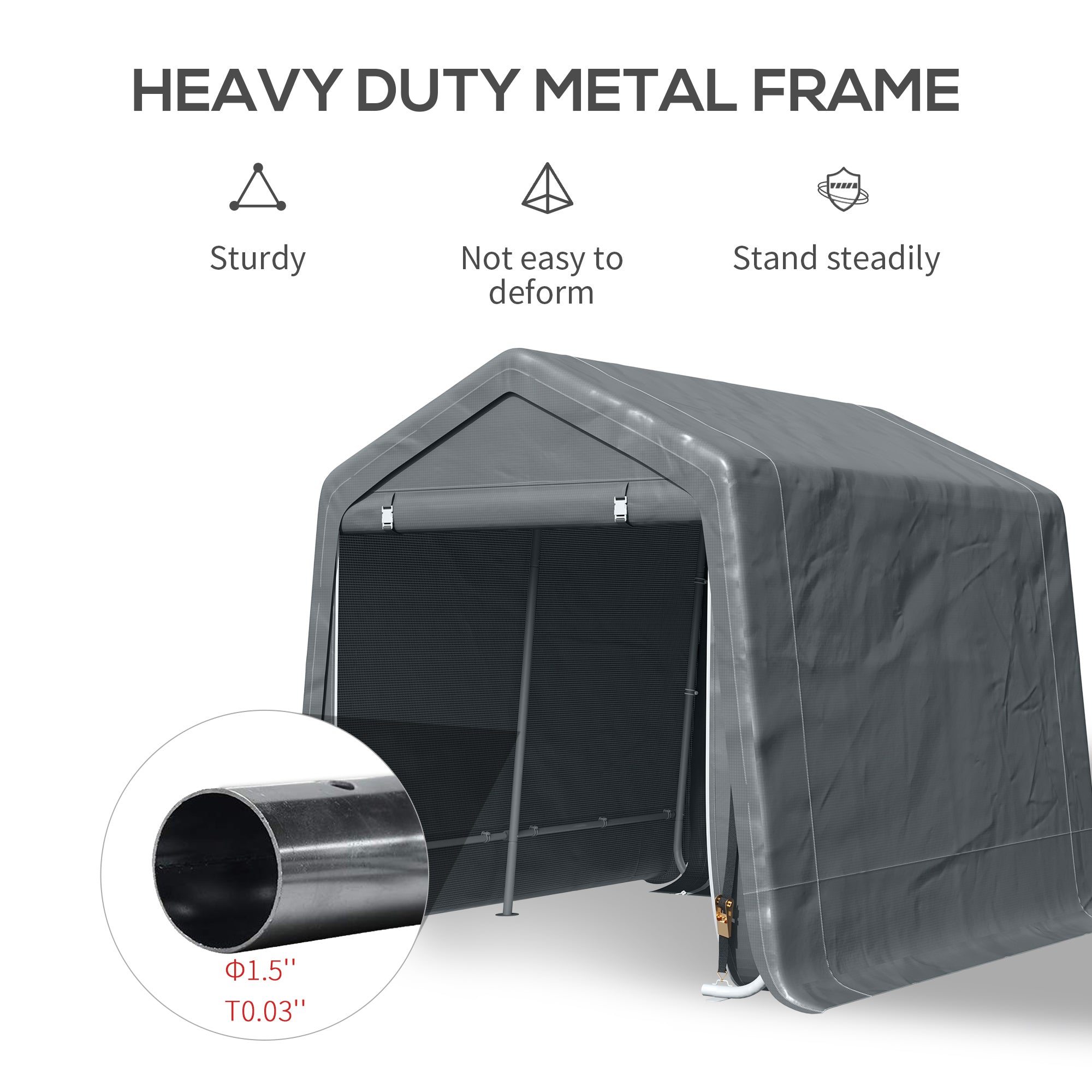 9.2' x 7.9' Garden Storage Tent - Dark Grey Metal Frame-DECOROLALA