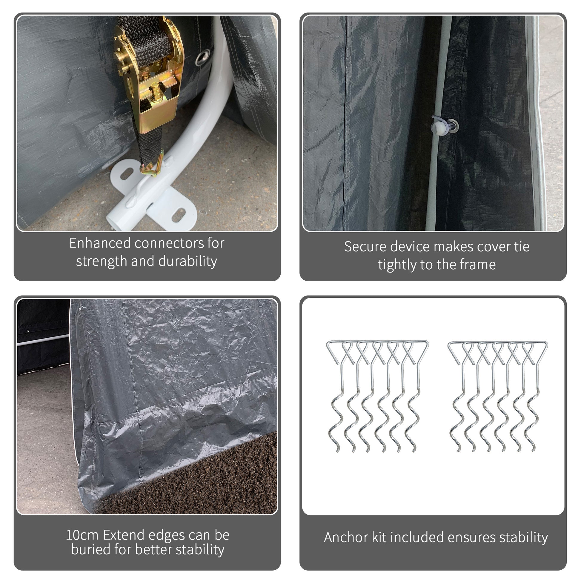 9.2' x 7.9' Garden Storage Tent - Dark Grey Metal Frame-DECOROLALA