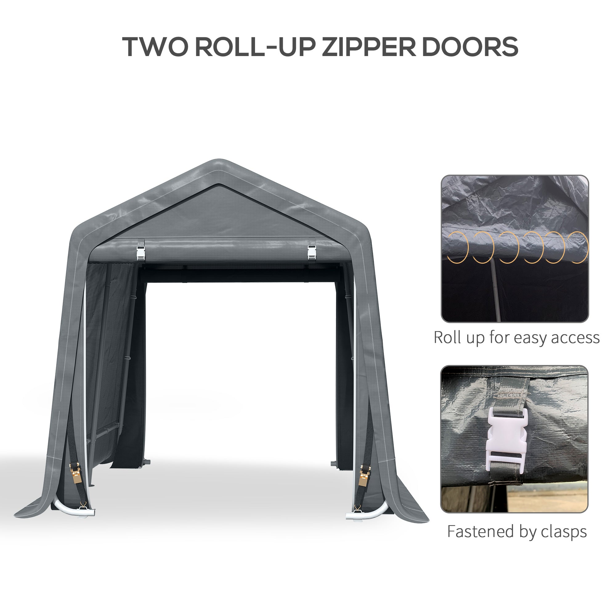 9.2' x 7.9' Garden Storage Tent - Dark Grey Metal Frame-DECOROLALA