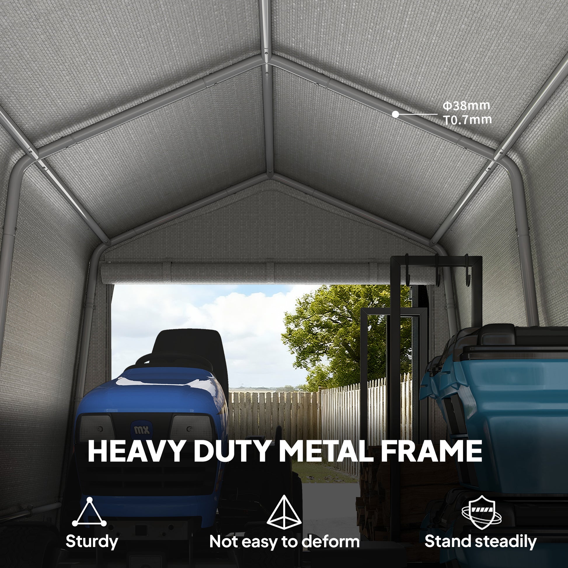 9.2' x 7.9' Garden Storage Tent Shelter - Light Grey-Patio & Garden > Lawn & Garden > Sheds > Portable Shed-DECOROLALA