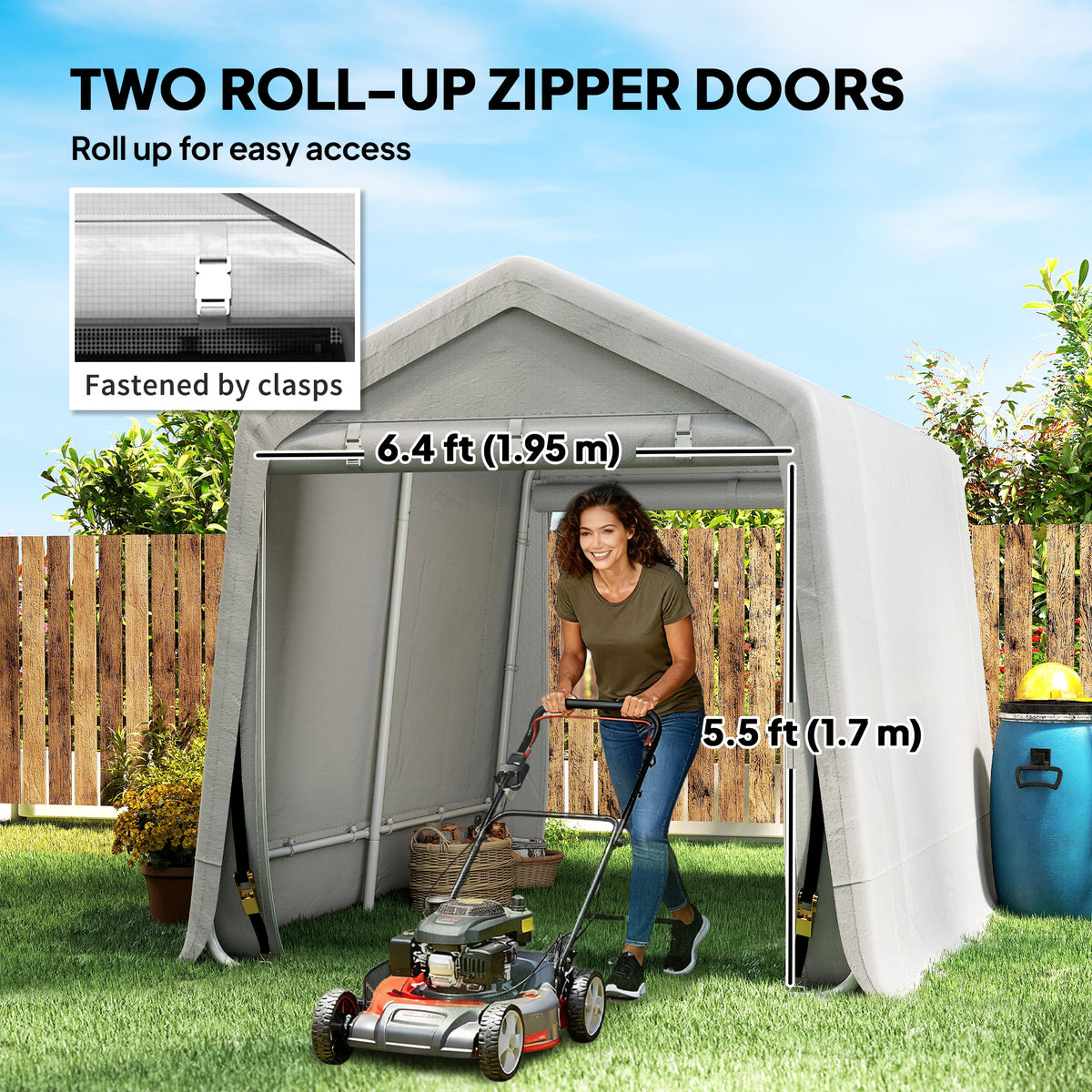 9.2' x 7.9' Garden Storage Tent Shelter - Light Grey-Patio & Garden > Lawn & Garden > Sheds > Portable Shed-DECOROLALA