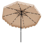 9.3 Feet Solar Patio Umbrella with 24 LED Lights Vented Top and Ruffles-Beige-Outdoor Umbrellas-DECOROLALA