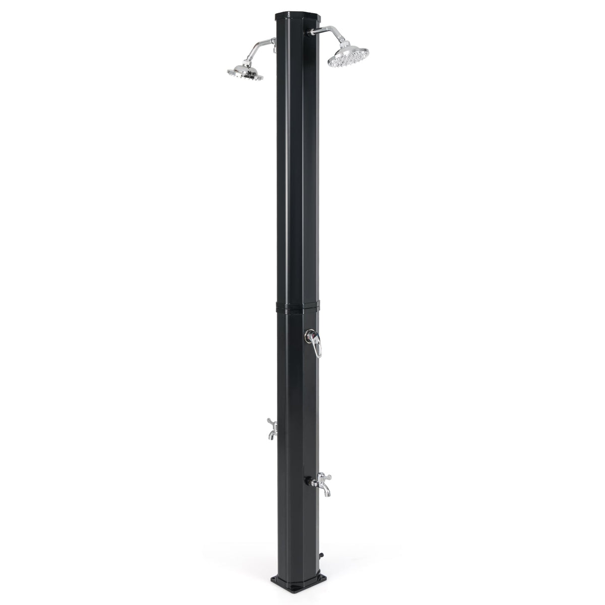 9.3 Gallon Solar Heated Outdoor Shower with Dual Shower Heads-Black-Portable Toilets & Showers-DECOROLALA