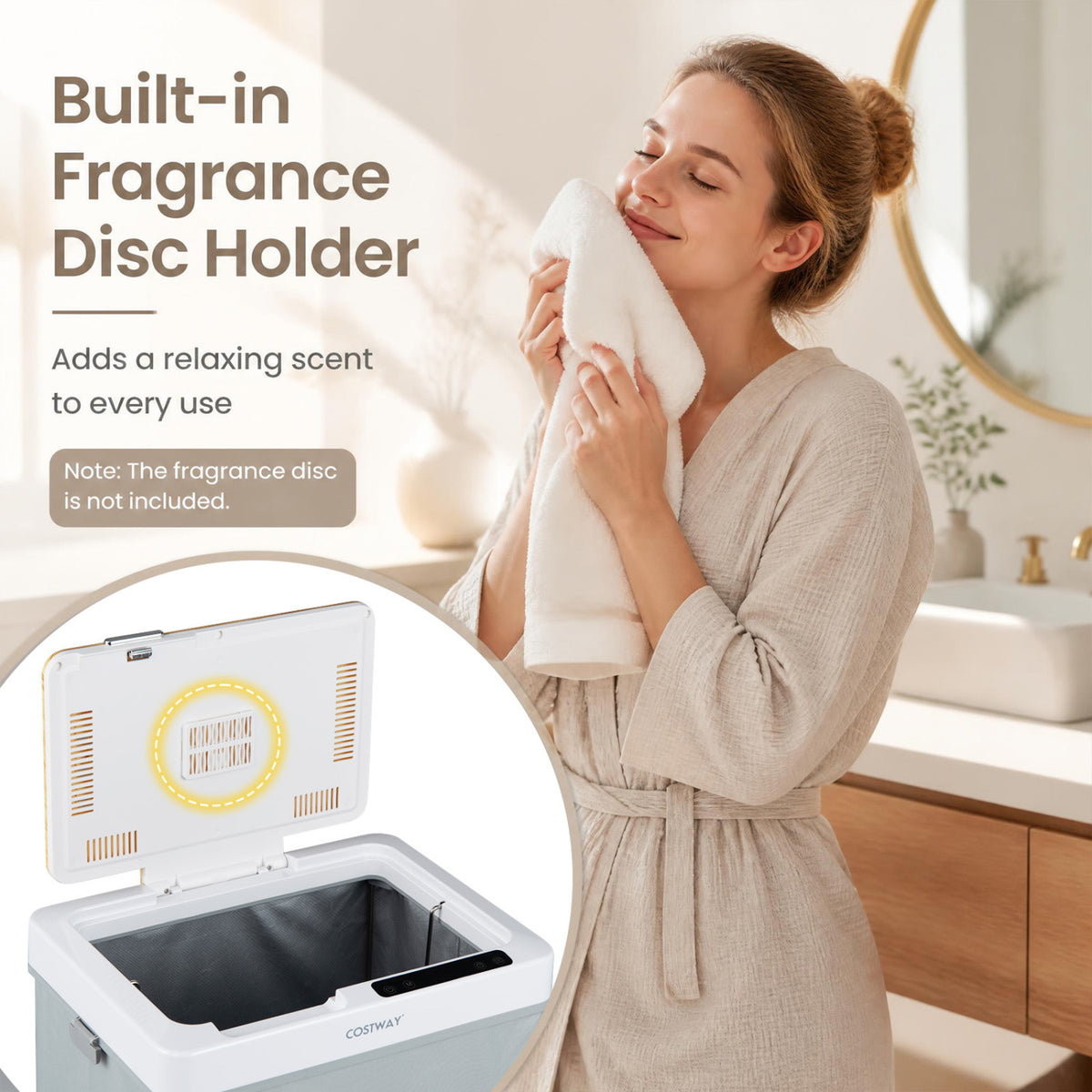 9.5 Gallon Foldable Towel Warmer Bucket with Auto Shut Off - Gray-Dryers-DECOROLALA