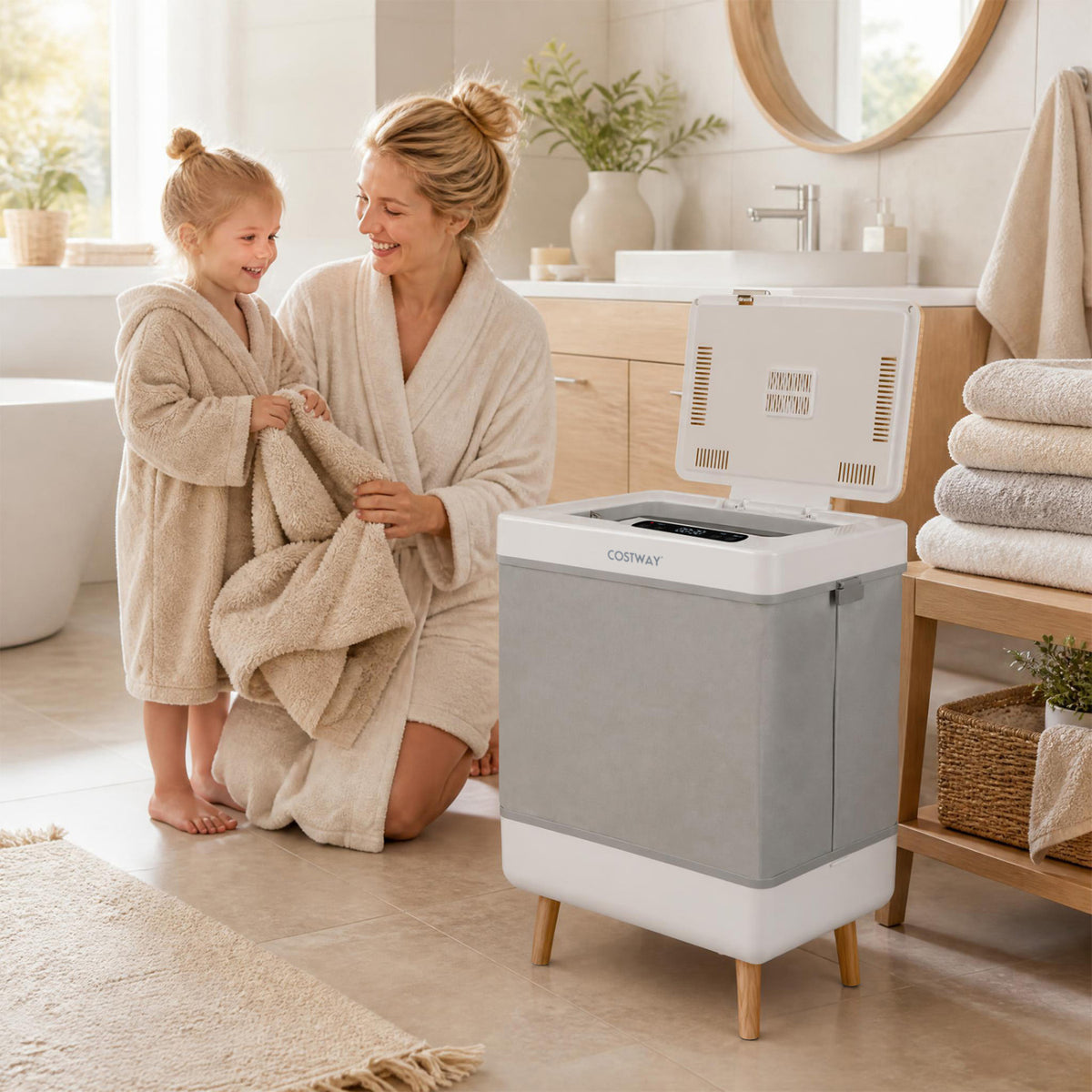 9.5 Gallon Foldable Towel Warmer Bucket with Auto Shut Off - Gray-Dryers-DECOROLALA