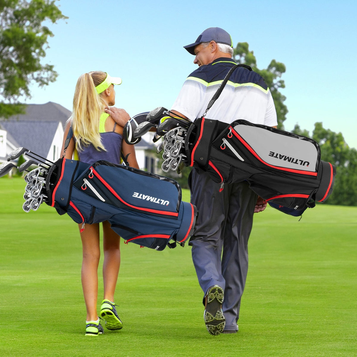9.5 Inch Golf Cart Bag with 14 Way Dividers Top Organizer-Navy-Golf-DECOROLALA