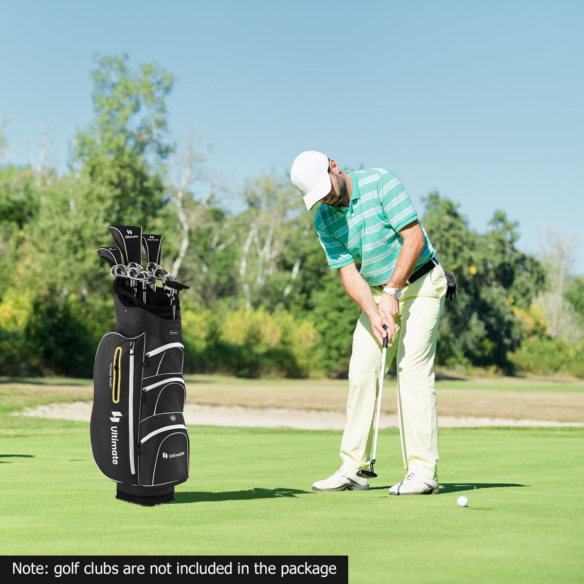 9.5 Inch Lightweight Golf Cart Bag with 15 Way Top Dividers-Black-Golf-DECOROLALA