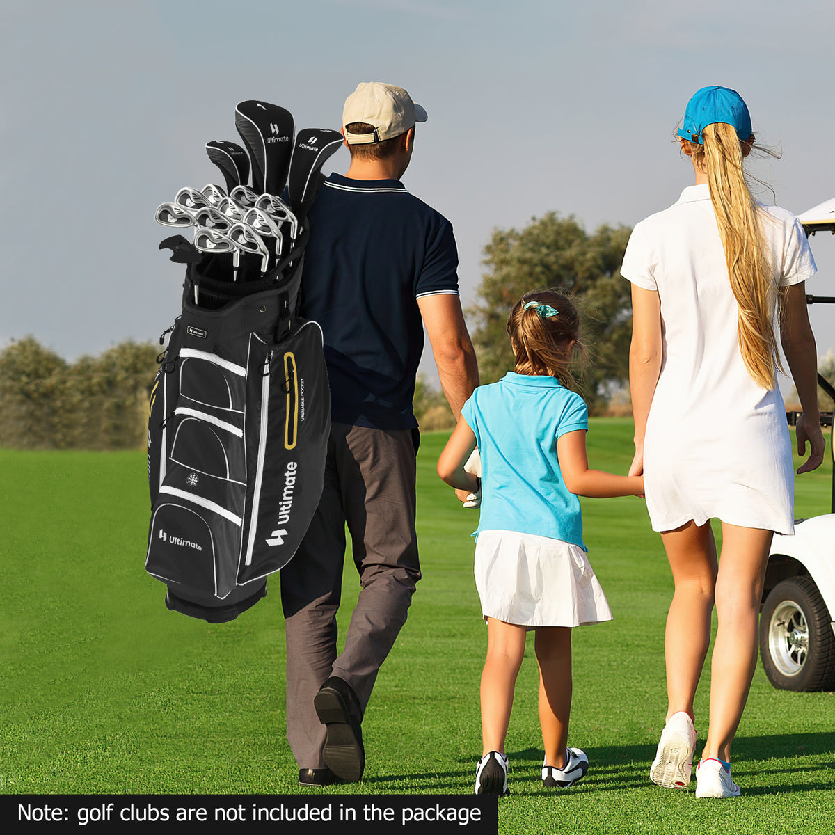 9.5 Inch Lightweight Golf Cart Bag with 15 Way Top Dividers-Black-Golf-DECOROLALA