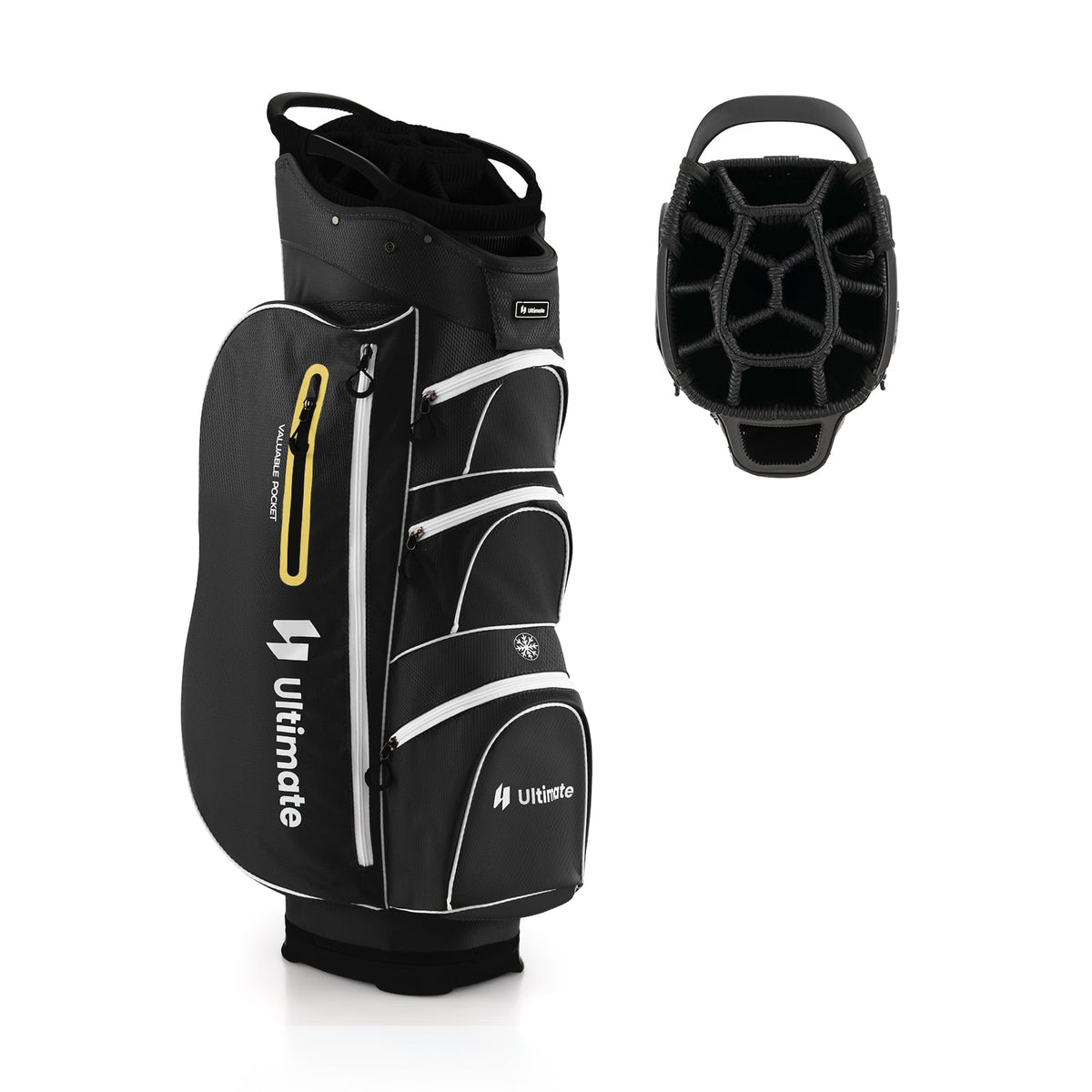 9.5 Inch Lightweight Golf Cart Bag with 15 Way Top Dividers-Black-Golf-DECOROLALA